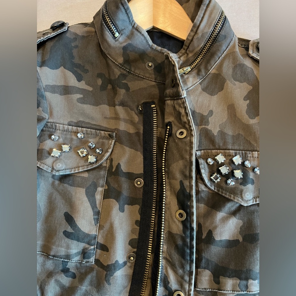 Zara Basic Camouflage Blazer/Jacket With Rhinesto… - image 3